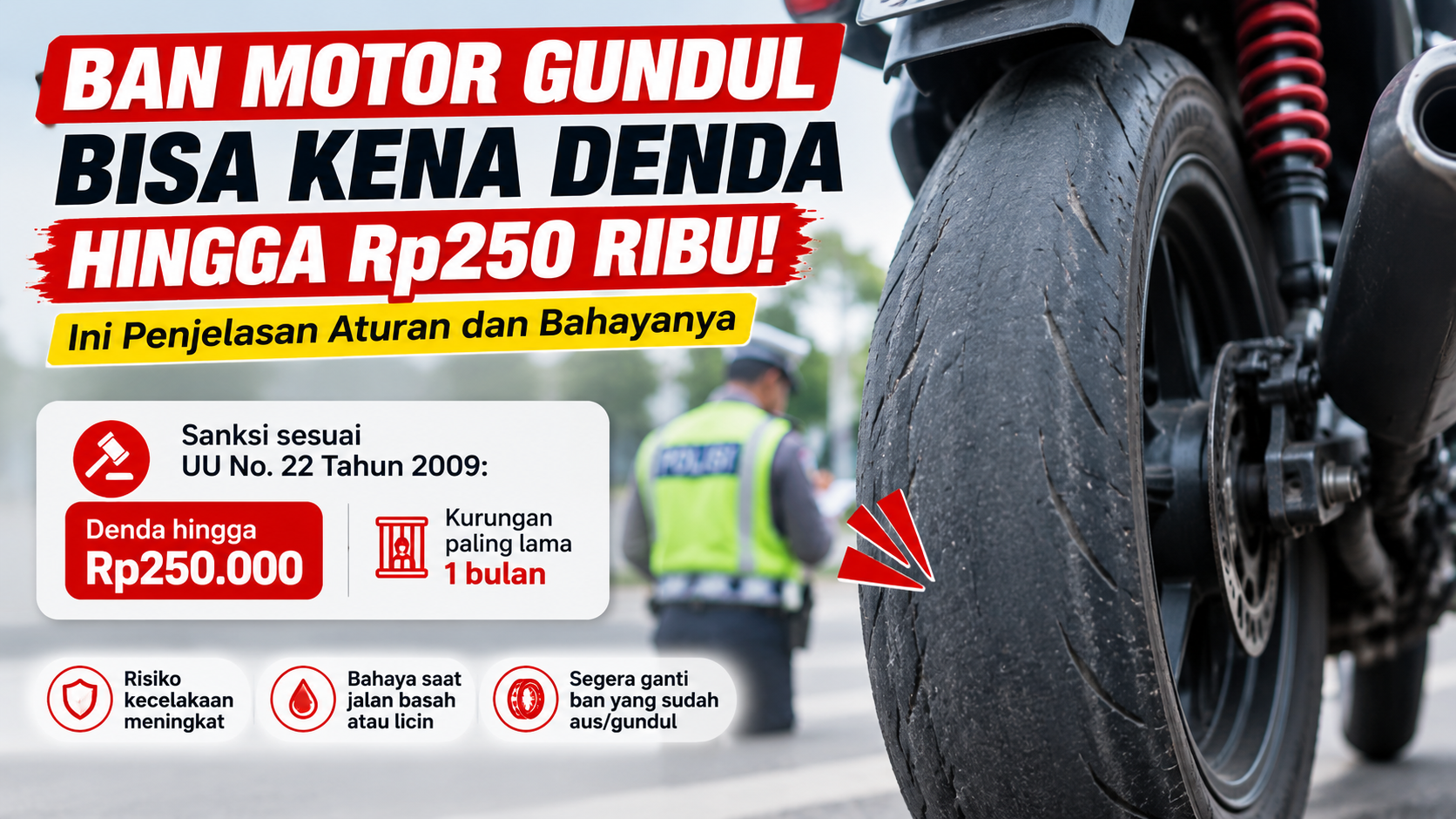 Ban Motor Gundul Bisa Kena Denda hingga Rp250 Ribu? Ini Penjelasan Aturan dan Bahayanya