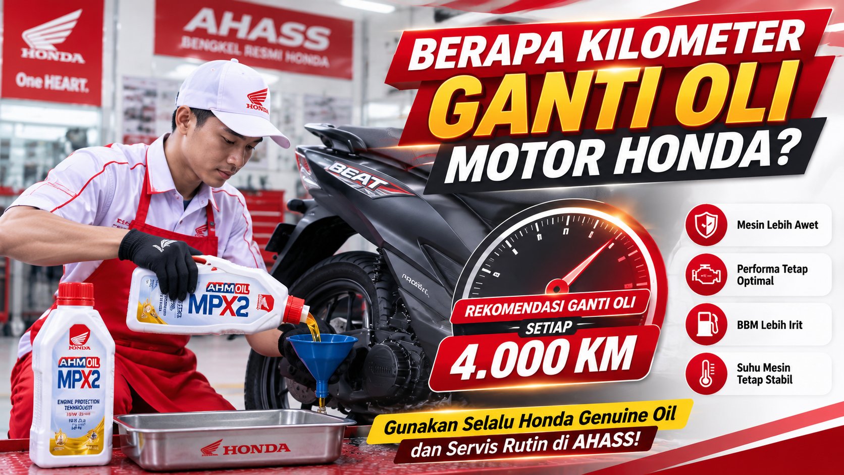Berapa Kilometer Ganti Oli Motor Honda? Ini Waktu yang Tepat agar Mesin Tetap Awet