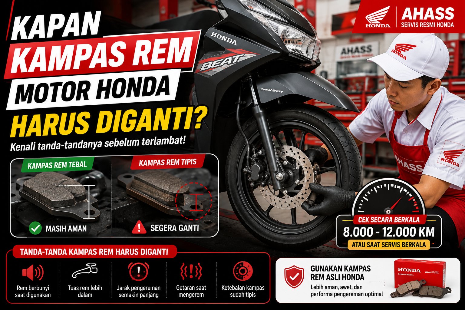 Kapan Kampas Rem Motor Honda Harus Diganti? Kenali Tanda-Tandanya Sebelum Terlambat