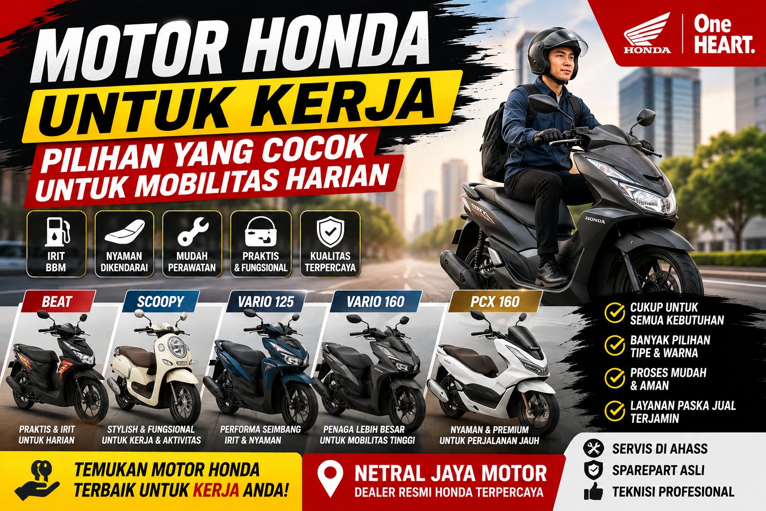 Motor Honda untuk Kerja. Pilihan yang Cocok untuk Mobilitas Harian