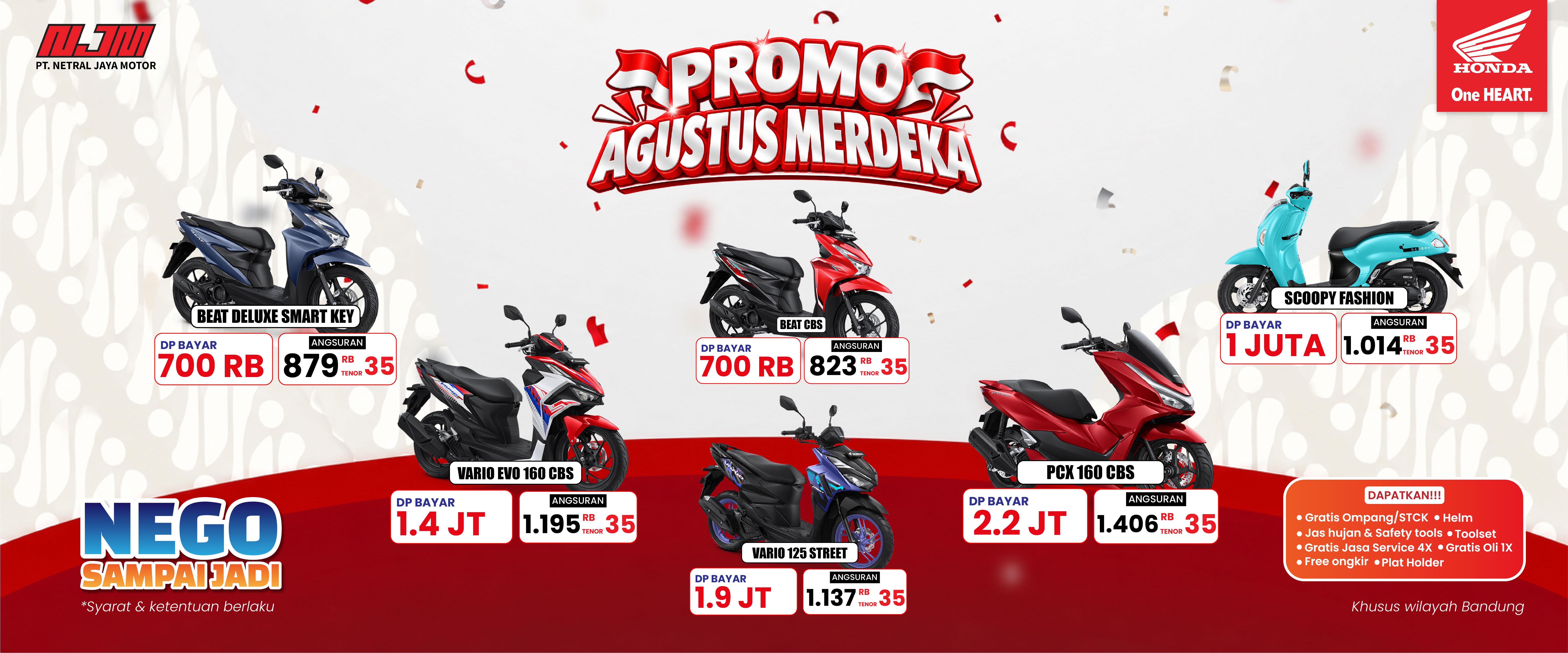 Promo Motor Honda Agustus 2026 di Netral Jaya Motor Bandung, Banyak Pilihan dan Bonus Menarik