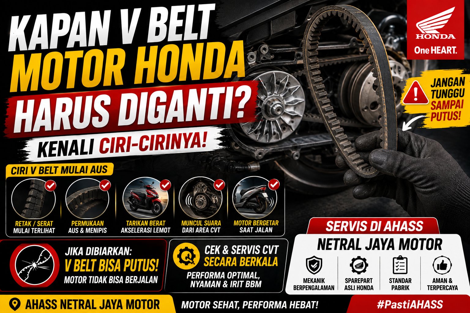 Kapan V Belt Motor Honda Harus Diganti? Kenali Ciri-Cirinya