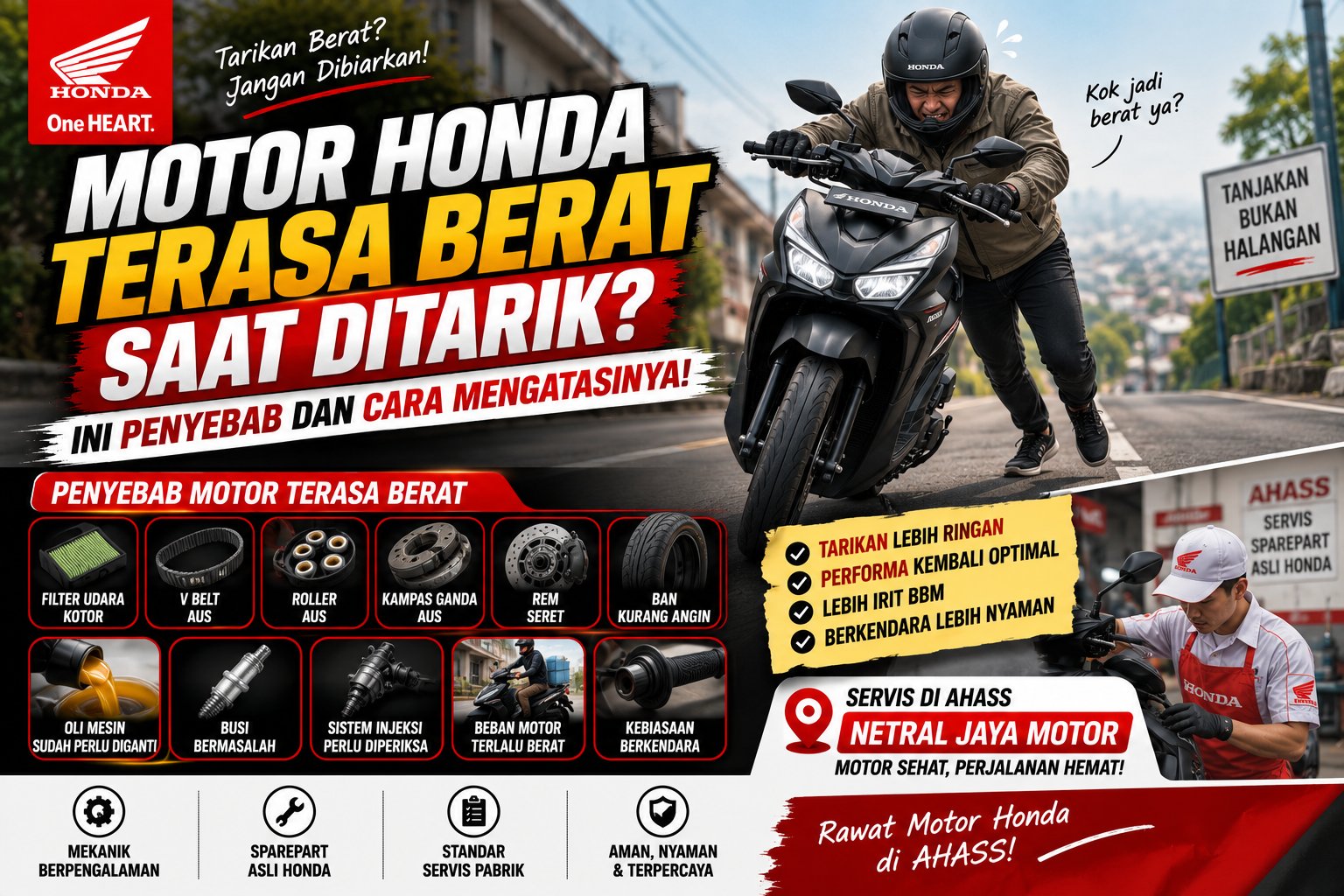 Motor Honda Terasa Berat Saat Ditarik? Ini Penyebab dan Cara Mengatasinya