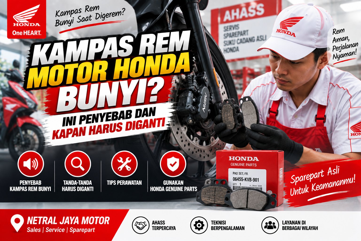 Kampas Rem Motor Honda Bunyi? Ini Penyebab dan Kapan Harus Diganti