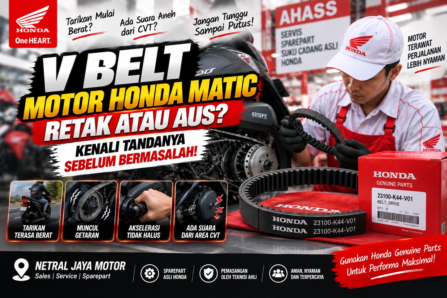 V Belt Motor Honda Matic Retak atau Aus? Kenali Tandanya Sebelum Bermasalah