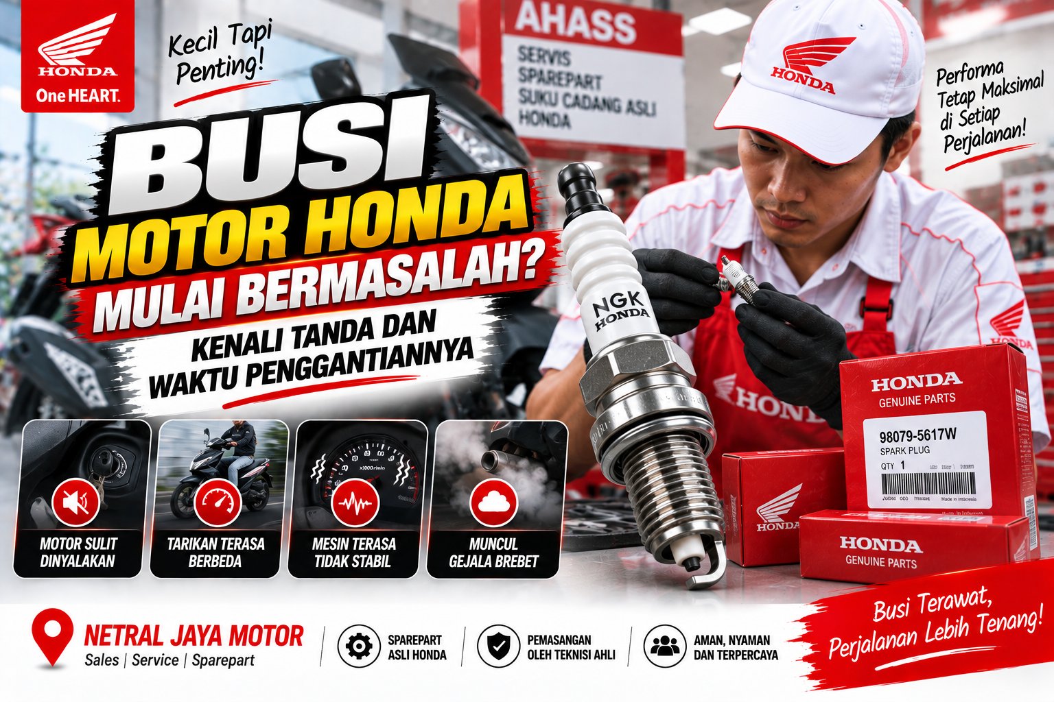 Busi Motor Honda Mulai Bermasalah? Kenali Tanda dan Waktu Penggantiannya