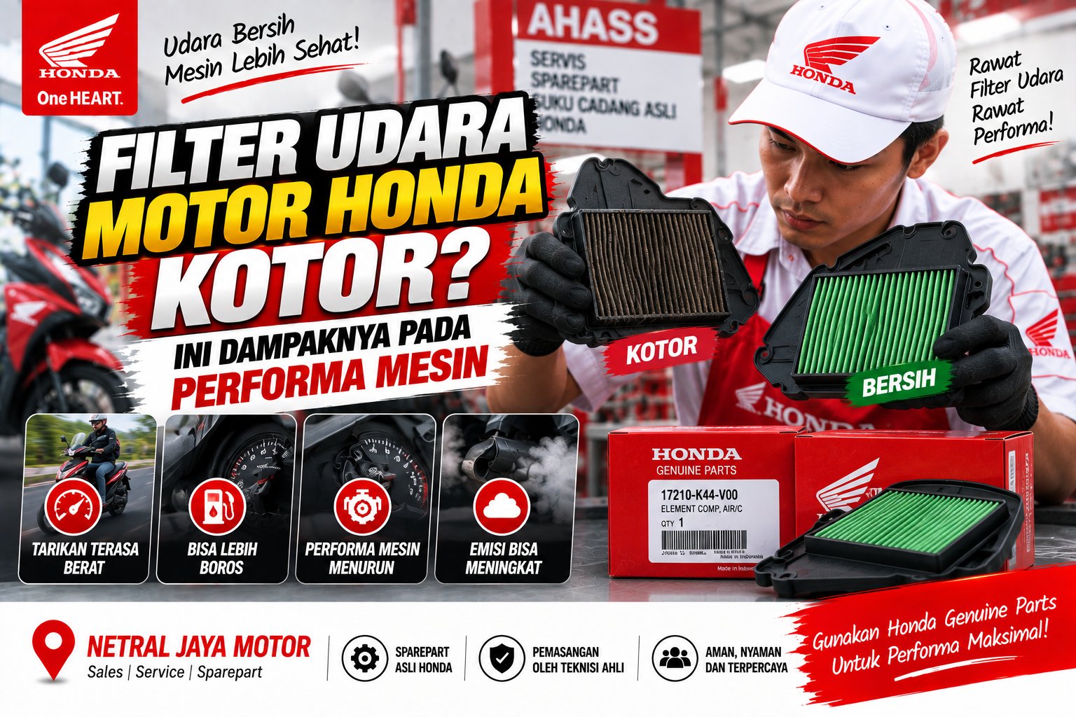 Filter Udara Motor Honda Kotor? Ini Dampaknya pada Performa Mesin