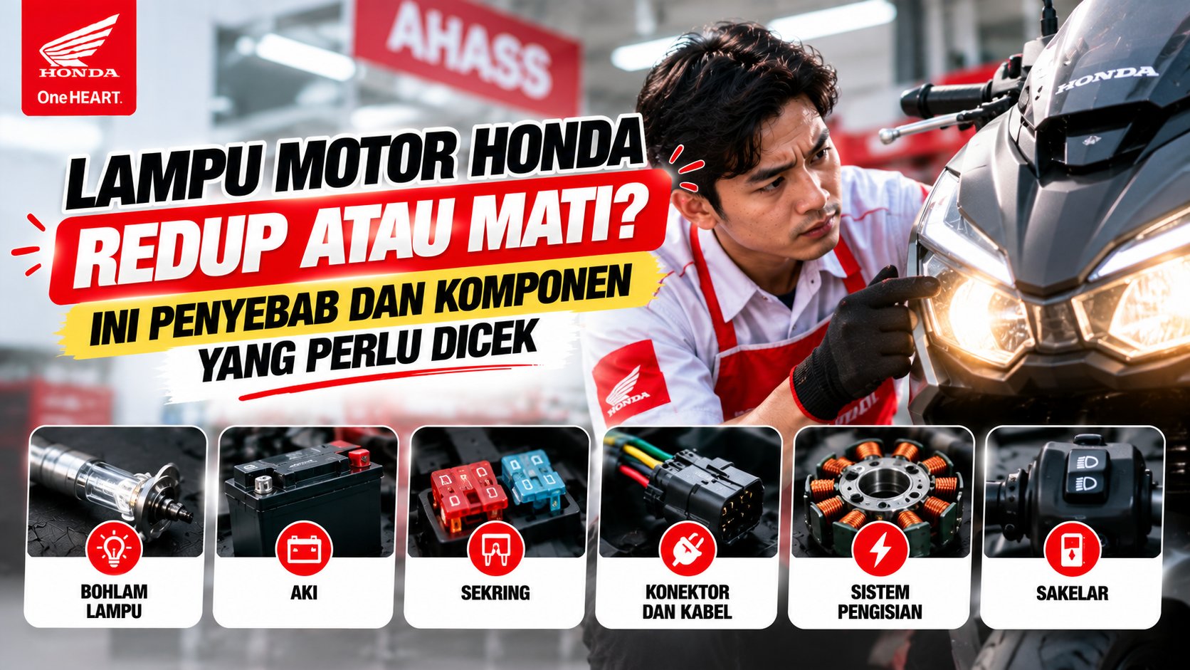 Lampu Motor Honda Redup atau Mati? Ini Penyebab dan Komponen yang Perlu Dicek