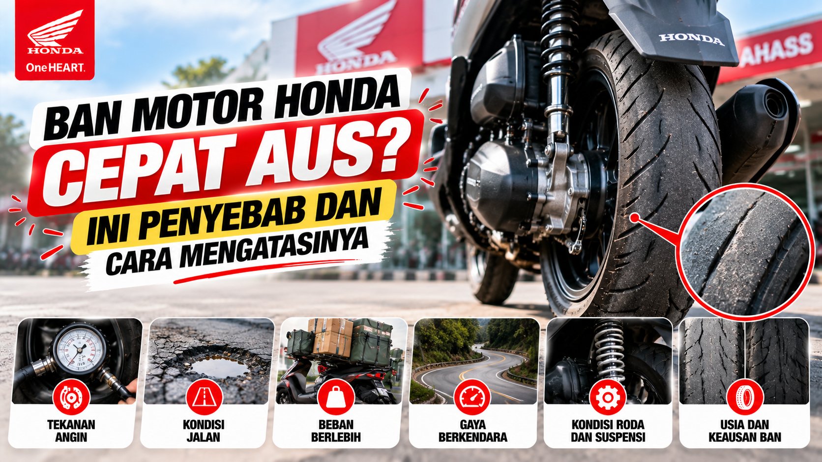 Ban Motor Honda Cepat Aus? Ini Penyebab dan Cara Mengatasinya